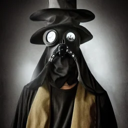 plague doctor, horror, hyperrealism, masterpiece, expert, 8K, dramatic lighting, sharp focus, dark, black, steampunk