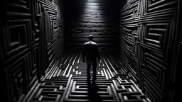 A man enters a dark labyrinth