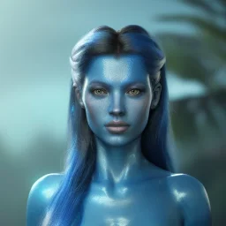 portriate of beautiful blue na'vi warrior,volumetric lighting, particals, intricate detail,realistc, close up