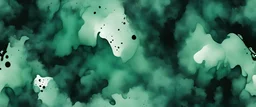 Black emerald jade green abstract pattern watercolor background. Stain splash rough daub grain grunge. Dark shades. Water liquid fluid. Design. Template.