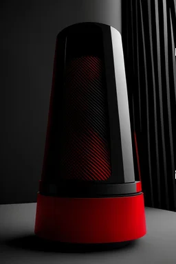 portable speaker, form inspired by taipei tower, architecture form, modern design style and black and red color