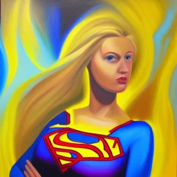 blonde superwoman. oil on canvas, volumetric light