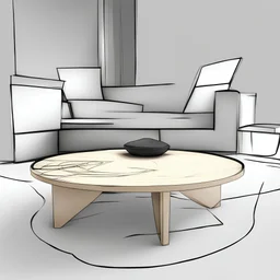 Modern “small” circular coffee table design, sketch