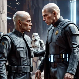 star wars bald male corellian jedi pilot wearing black and gunmetal grey old republic armored robes with gold trim, alone, battle-ready Jedi Master defending a ruined ancient city surrounded by golden light, centered head and shoulders portrait, hyperdetailed, dynamic lighting, hyperdetailed background, 8k resolution, volumetric lighting, light skin, fully symmetric details