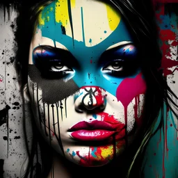 erotic graffiti_art_beautiful_girl_photo_model_happy_no_face_pop_art_mask