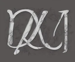 decorative letter K and K as an initial sketch black and white