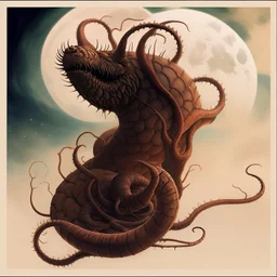 in style of Daniel Merriam, mongolian death worms, writhing, sinister, mortal pangs of scenic solitude, dreamscape, surreal