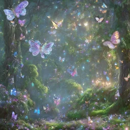 magical forest with sparkle and jewel butterflies