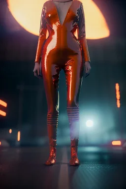 retro sci-fi portrait image from 1980, Los Angeles street explosions, fire, scared people, sweet young blonde woman walking, tight latex suit, soft color, highly detailed, unreal engine 5, ray tracing, RTX, lumen lighting, ultra detail, volumetric lighting, 3d, finely drawn, high definition, high resolution.