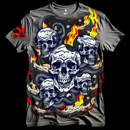 Dragons, Fire and Smog, Skull, Gothic, Steampunk, Universum, t-shirt