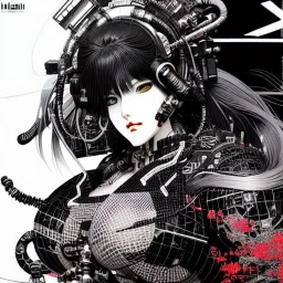 beautiful cyberpunk huge girl, hyper detailed, hyperdetailed, intricately detailed, illustration by <Katsushika Hokusai> <Yoji Shinkawa>,