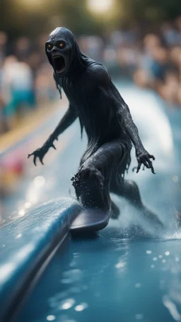 naked dementor skating down water slide,bokeh like f/0.8, tilt-shift lens 8k, high detail, smooth render, down-light, unreal engine, prize winning