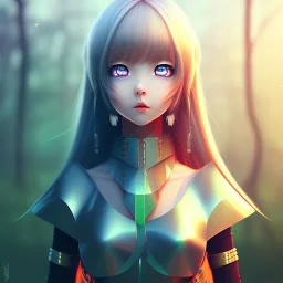 Anime girl cute neck head portrait, warrior costume, village, meditation, 8k quality