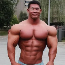 Male, steroid, bodybuilder, super heavy weight, massive, handsome, beautiful, front view, shredded, smile, singlet