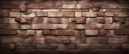 Hyper Realistic Grunge Rustic Brown Wall with brick parts appearance & dark vignette effect