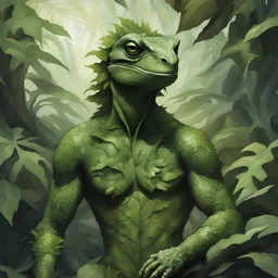 Leafy Man-Lizard in Clayton Crain art style