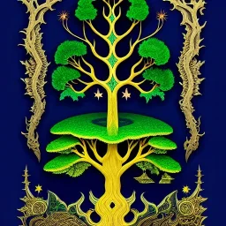 fullbody Drawing of 'sketch of the tree of knowledge of good and evil',intricate detail,andrea bonelli,Kilian Eng,Ohrai,evan lee,Aleksandr Sidelnikov,KyuYong Eom,three quarters frontal aerial view,toned colors,32k