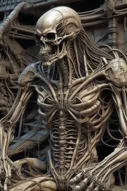 sculpture of Prometheus , decayed and rotting with grotesque proportions and imagery. abstract grotesqueries, detailed texture, surreal horror, biomechanical design, by hr giger and beksinski