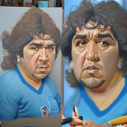 Create a highly realistic 3D scene. An detailed Realistic of Play Football Diego Maradona transforming her into a woman with the same specifications as the attached image. The method of transforming the painting in full detail. A comedic and funny touch. Ultra wide angle. Extremely realistic fine details. Highly realistic detailed display. Great full presentation and amazing drawing style. Transfer the full detailed drawing of the image at a wide and precise angle. Inspiri