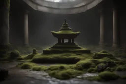 photoreal magnificent magical small underground temple glowing moss on the walls and sparkling dust on the floor and mystical fog rising by lee jeffries, otherworldly creature, in the style of fantasy movies, photorealistic, shot on Hasselblad h6d-400c, zeiss prime lens, bokeh like f/0.8, tilt-shift lens 8k, high detail, smooth render, unreal engine 5, cinema 4d, HDR, dust effect, vivid colors