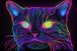 Black light art, neon cat