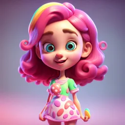 candy girl teenager, stylized 3d. pixar, cartoon