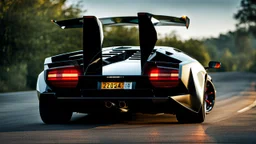Lamborghini Countach 2024 Modern Design , REAR view, perfect model, perfect details, perfect everything,desktop wallpaper, 4K, Cinematic