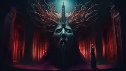 The Mind Prison || surreal horror, in the styles of Otto Rapp and Agostino Arrivabene and Paul Cunha, mixed media, imperial colors, cinematic lighting, sharp focus, highest resolution
