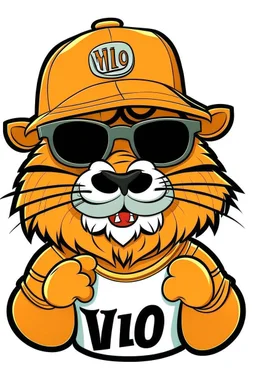 a cartoon TIGER wearing a cap and sunglasses, HOLDING ARE WRRITTEN BELO READ