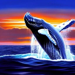 beautiful humpback whale jumping out of turbulent ocean water, stunning, magnificant, sunset sky, 8k resolution, high-quality, fine-detail, detailed matte, photography, illustration, digital art, brian froud, howard lyon, greg rutowski, Anne Dittman, Anne Stokes,