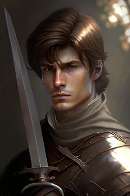 noble swordman short brown hair