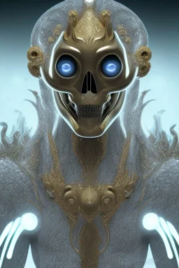 black male African alien, cracks in the head, wicked, Asian eyes, crown, blood, 8k, finely detailed, photo realistic, Boris Vallejo style turquoise skull head gold dragon space alien rain skeleton gold tooth silver helmet silver space suit spaceships