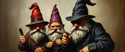 master oil painting by Rembrandt, magia mafia spy gnomes soap opera poster