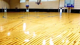 lady dirties wood floor in gym