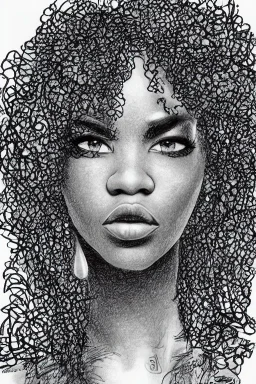 scribble portrait of Black woman, 8k resolution, r_drawings_rene, scribble, scribble drawing, scribble art, behance, rdrawings25, synthetic, hairy scribble fill, line draw, scribble sketch, , Vince low