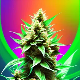 Marijuana, splash color, bright colors, neon, Psychedelic, detail, 8k, bright light, surreal, haze