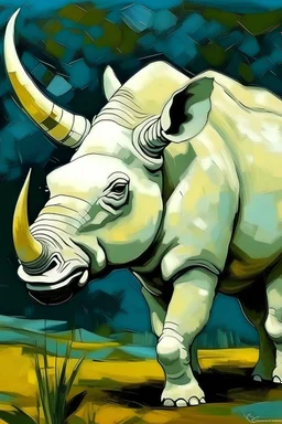 Picture of white rhino by van gogh
