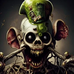 Rotting corpse zombie who is mickey mouse smiling, evil, arms forward like a mummy, fangs, sharp focus, ears, boots