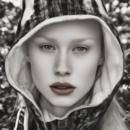 Hyper realistic portrait of a beautiful, young 19-year-old female albino