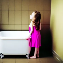 Girl standing in bathtub