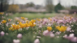 Spring flowers, Saffron foreground made with vintage Konica Hexanon 50mm F1.7 lens