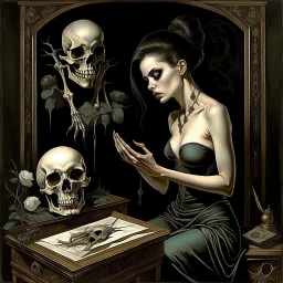 Memento mori, dynamic posture, macabre romance, neo surrealism