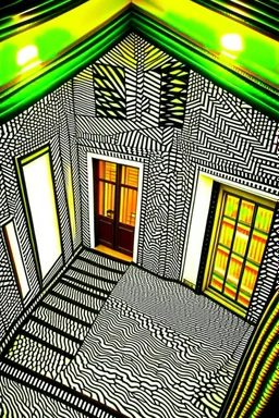 The Roof is on Fire; street art; optical art; m. c. escher; black sharpie