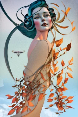 Streamline moderne woman windblown hair trees leaves carel weight Oxana dobrovolska catrin welz-stein andrea kowch andrea kurti art deco