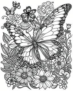 whimsical butterfly and flower, for adults