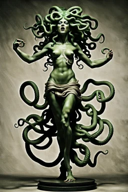 Gorgon medusa in full height, dancing