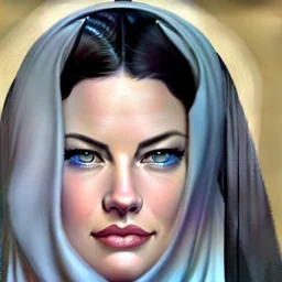 Epic Drawing of a Photorealistic dramatic hyperrealistic Liv Tyler,Crystal blue eyes arab ameera al taweel with black hair, white veil, elegant, by WLOP,Artgerm,Greg Rutkowski,Alphonse Mucha, Sandro Boticcelli ,Beautiful ,busty, dynamic,shadows,Artstation,concept design art,Octane render,8K