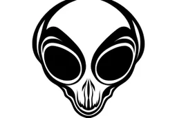 alien head clip art stencil black on white