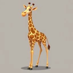 a character of a giraffe ,stand complete figure, cartoon style