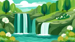 buatkan background dengan tema spring waterfall